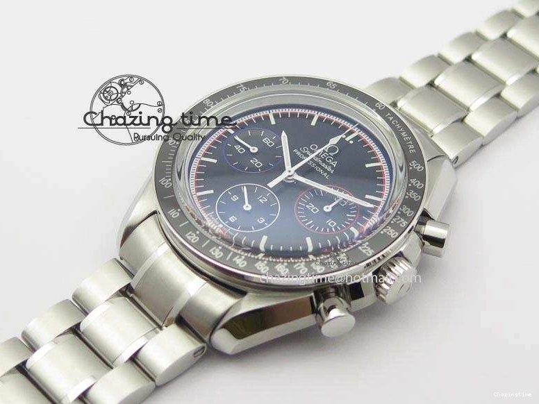 0510 Speedmaster MoonWatch  Apollo 16 Black Dial On SS Bracelet Supportive 8231